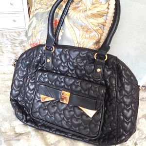 Betsey Johnson Black & Gold Quilted Heart